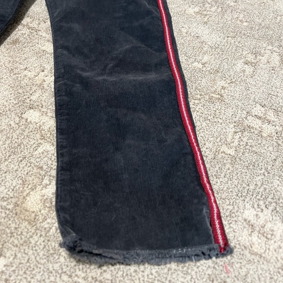 Sundry Anthropologie Blk Side Stripe Raw Hem Corduroy Le Soleil Ankle Pants Sz30 - Picture 4 of 7